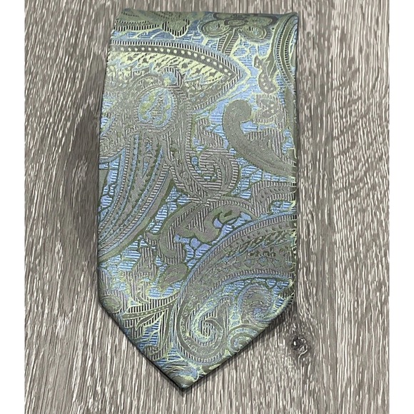 ROBERT TALBOTT NORDSTROM Paisley GreenBlueFinest SILK NECK TIE Made In USA NWT